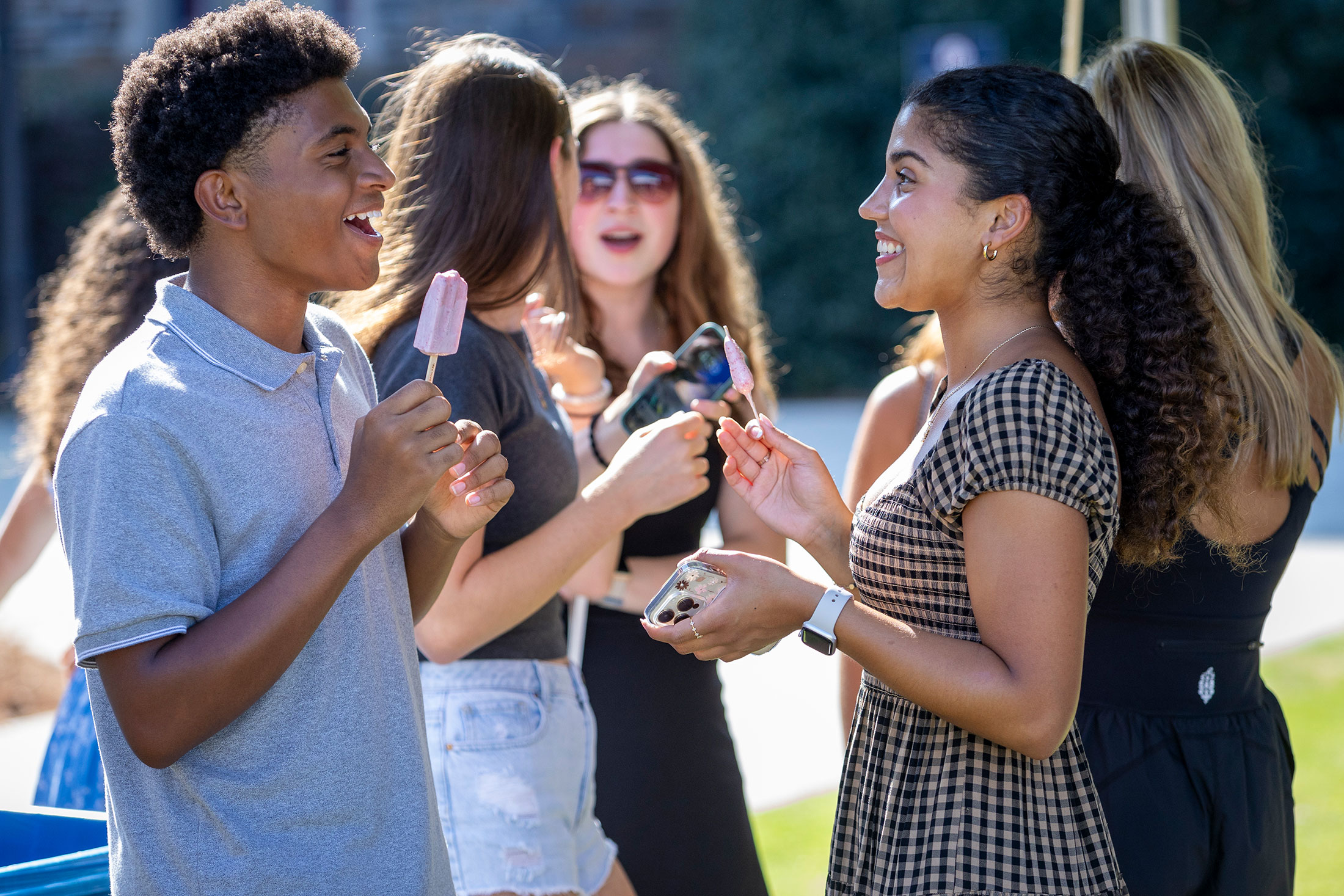 Tyler Rogers of Richmond, VA, left, and Alicia Gordon of Bethlehem, PA, share a laugh after the ceremony.