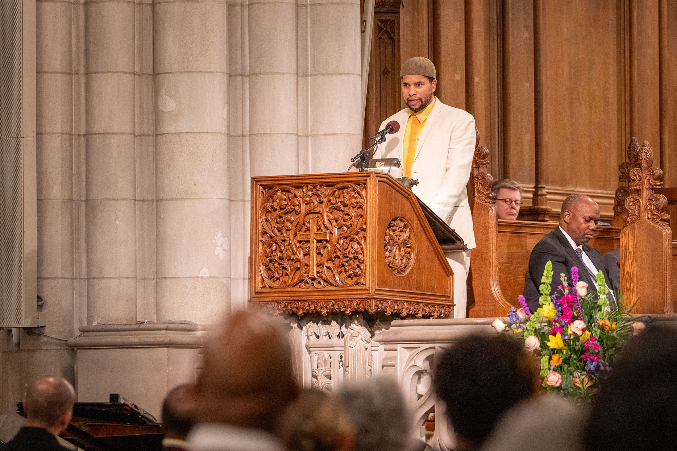 Duke Muslim chaplain Joshua Salaam delivers the benediction.