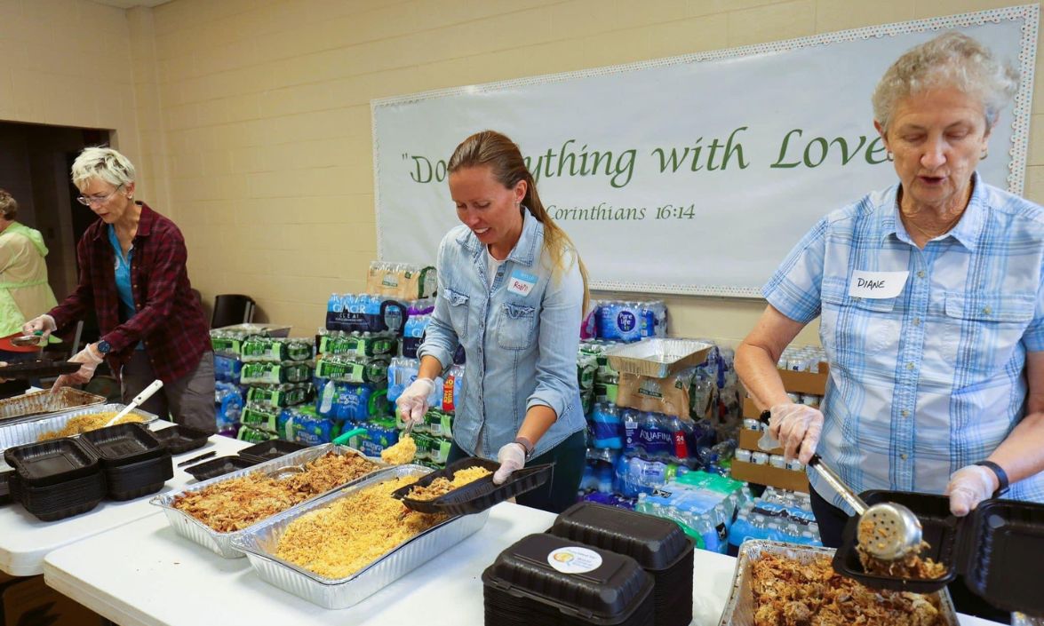 person serving a meal