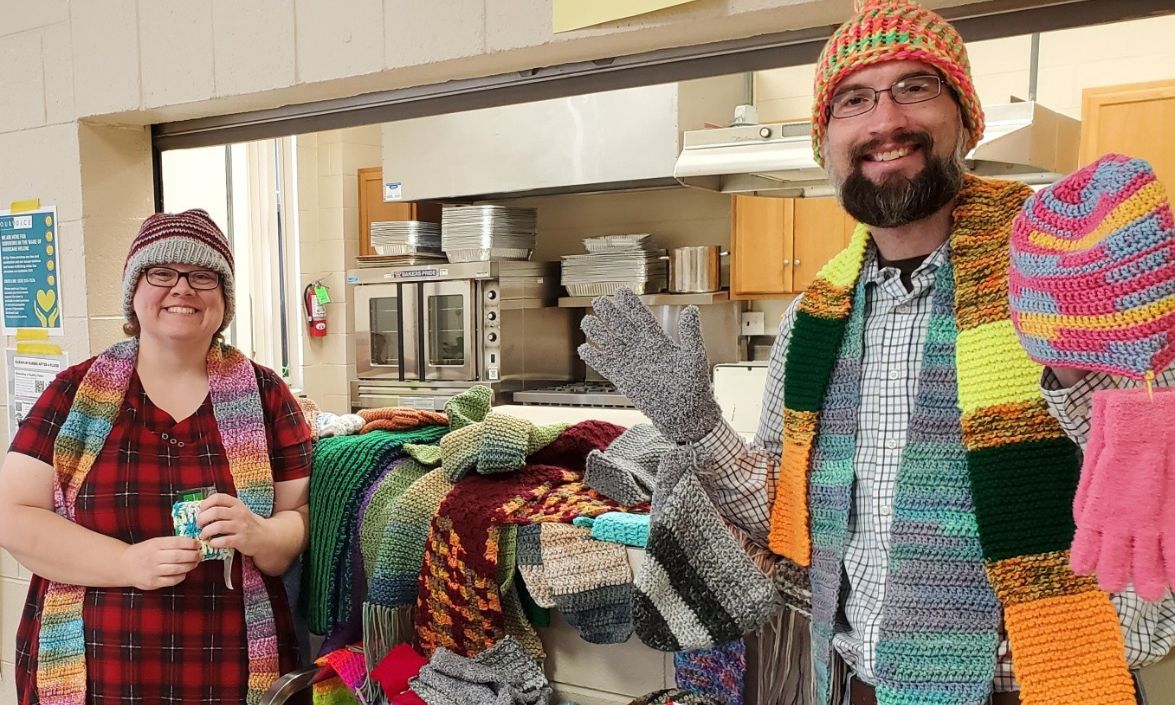 people wearing colorful scarves