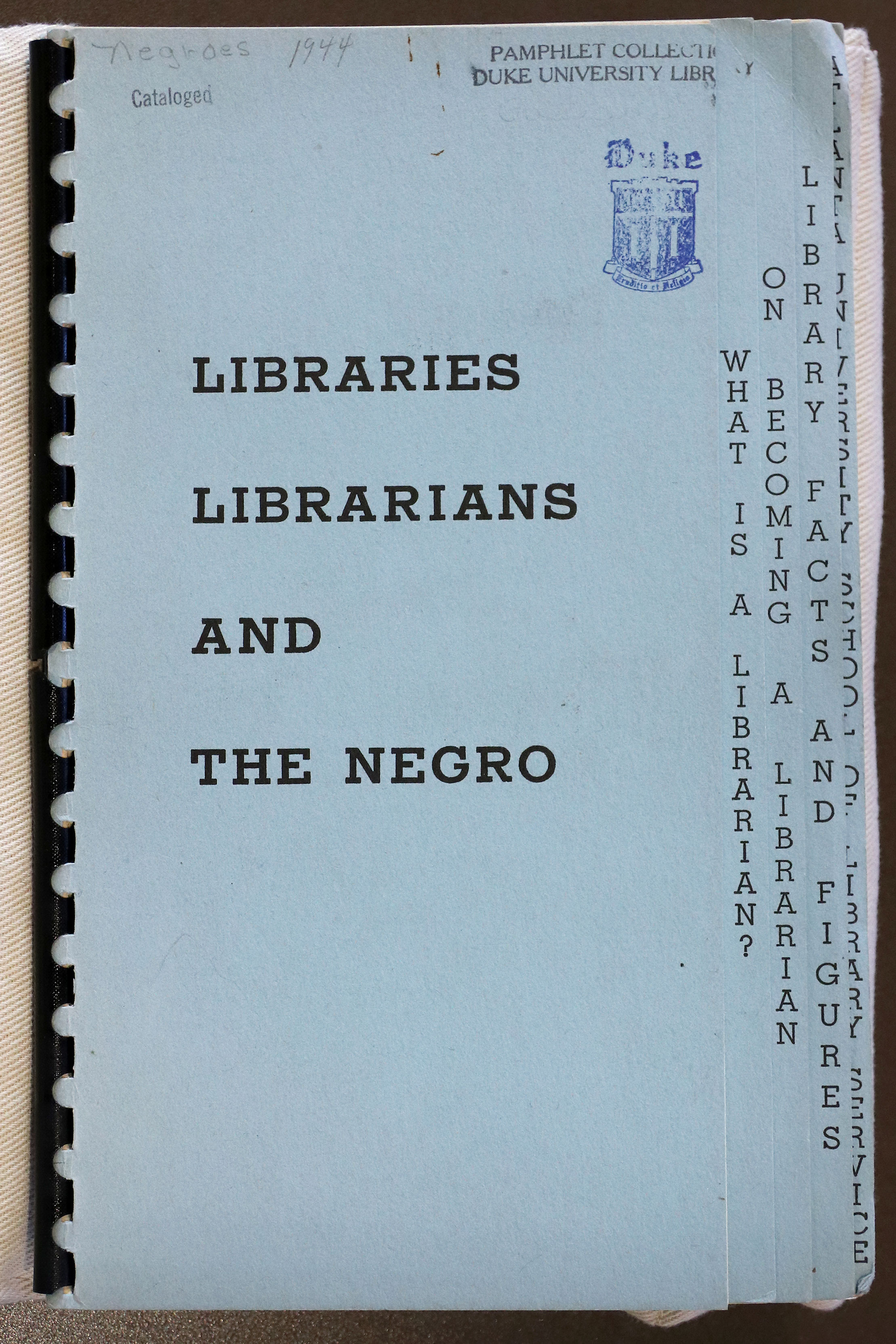 from the archives: manuscript on Libraries, Librarians and the negro
