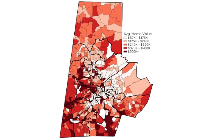 Map of home values.