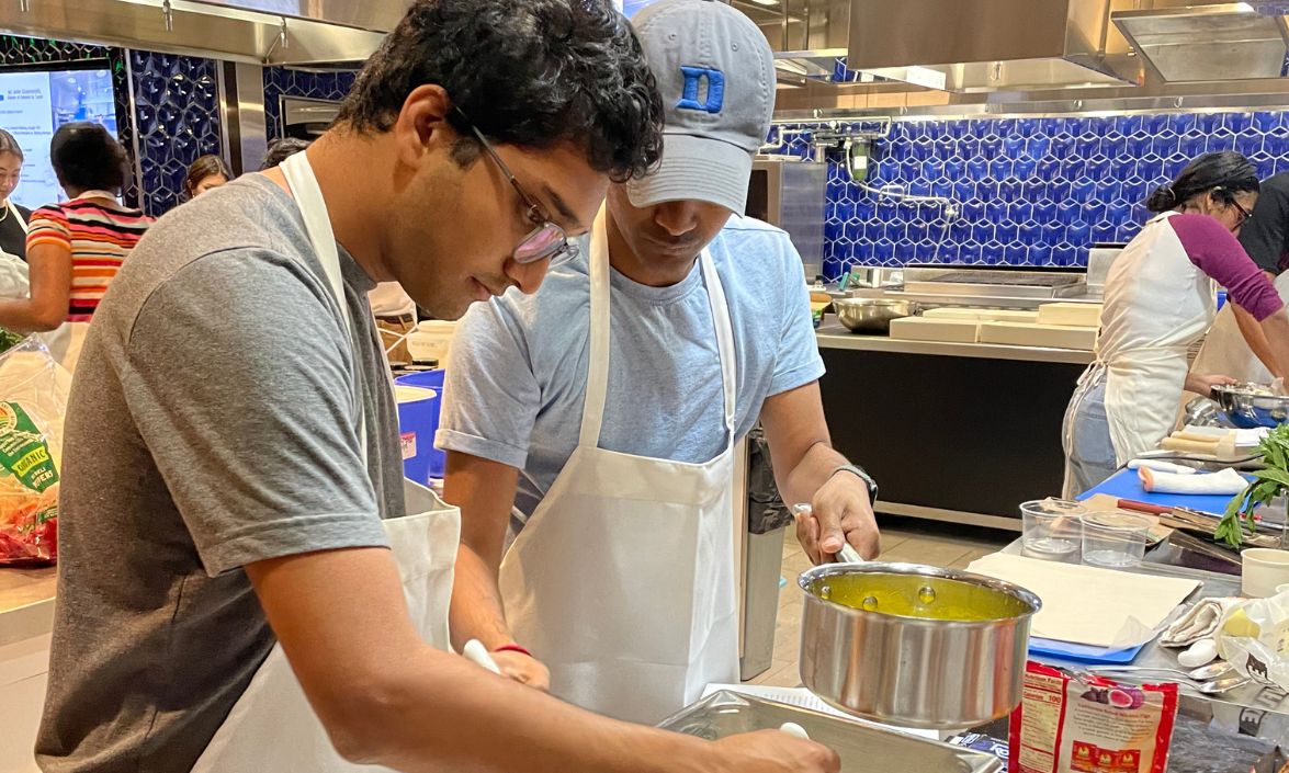 Students cooking in a kitchen