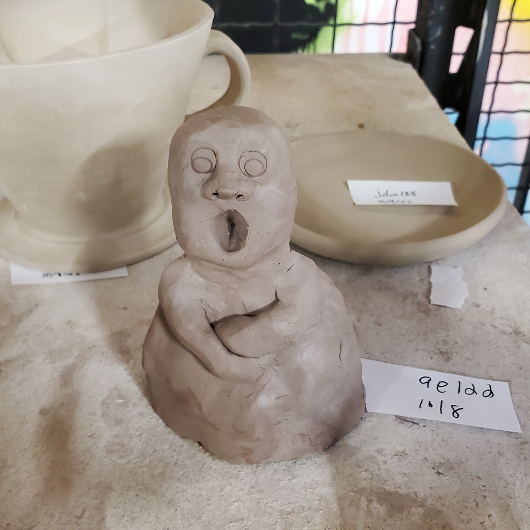 A clay sculpture