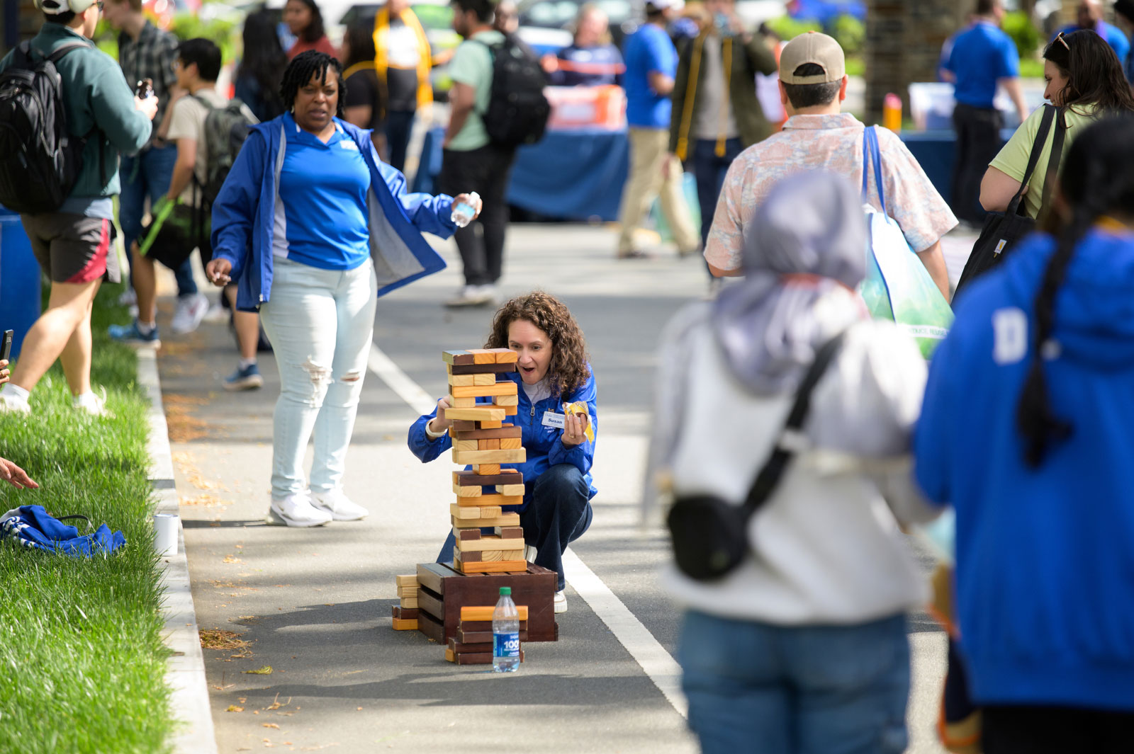 playing jinga during the Bricks to Stone event