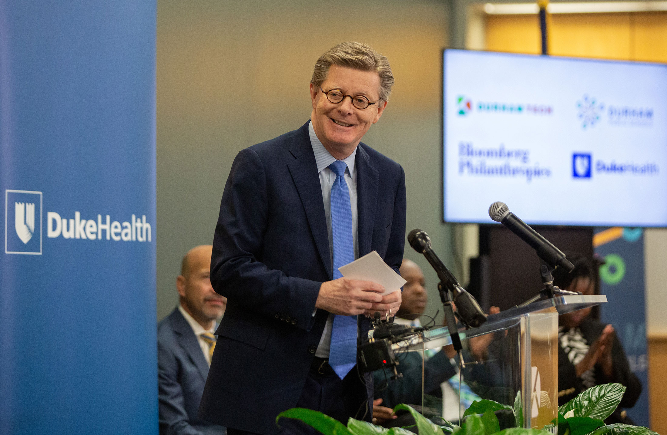 Vincent Price announces the Bloomberg grant supporting an initiative to help local young people prepare for careers in health care.