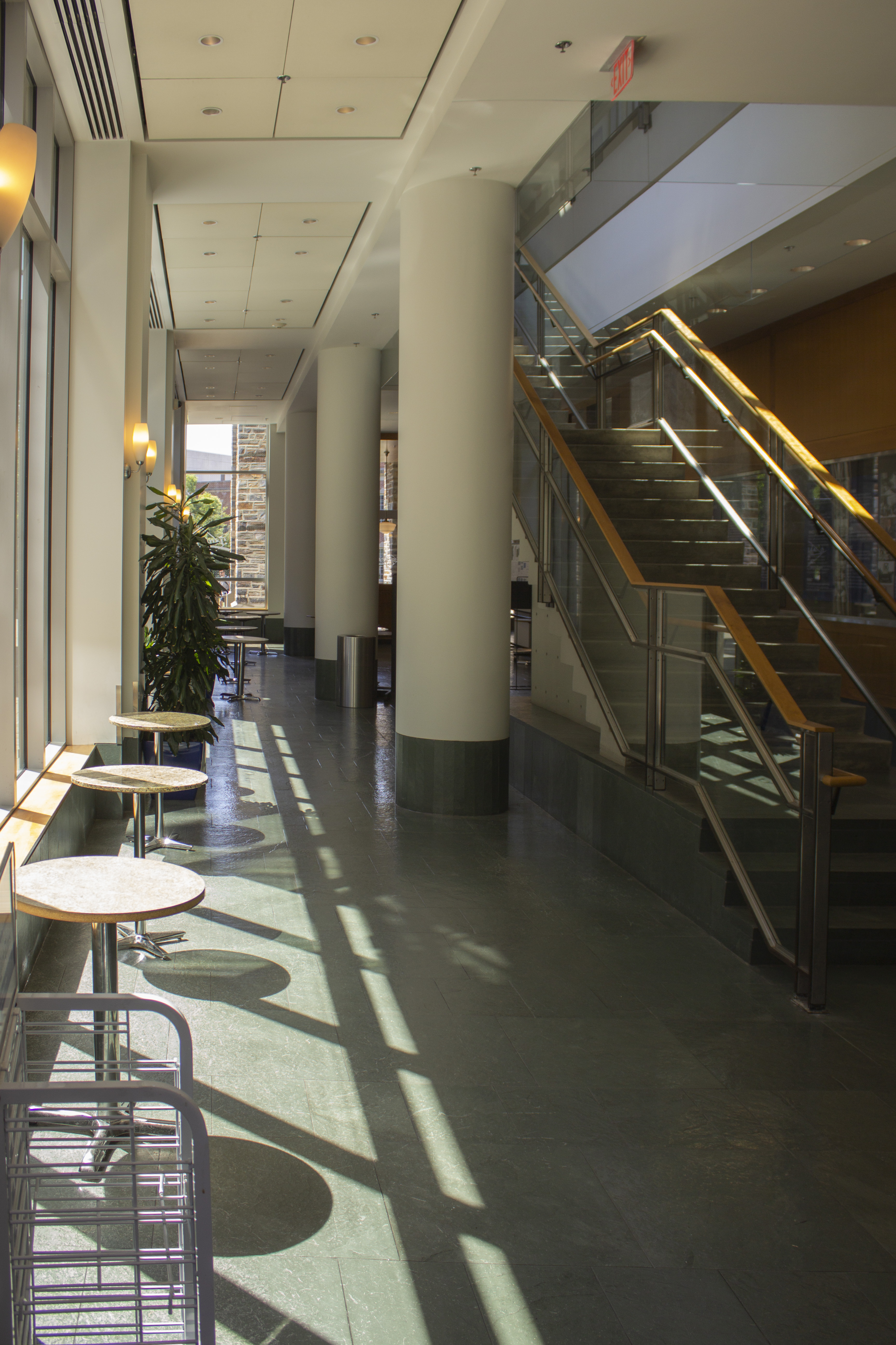 It's usually difficult to find a table at Twinnies Cafe in the Fitzpatrick CIEMAS, where people meet, study and talk even if the coffee shop is closed. Though labs are reopening after the COVID shutdown, the cafe is quiet and empty.