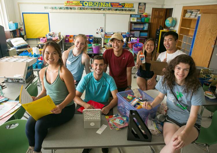 At EK Powe Elementary School, students helped teachers get their classrooms ready for the school year.