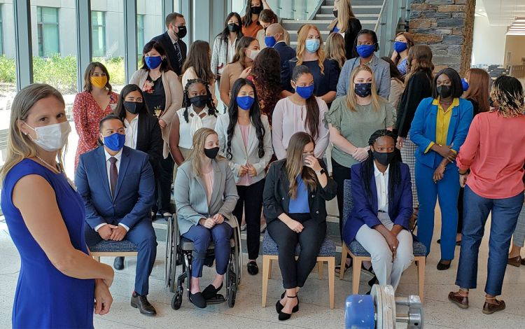 Lindy Norman, left, stands with the first cohort of students in the Occupational Therapy Doctorate Program at orientation. Photo courtesy of Lindy Norman.