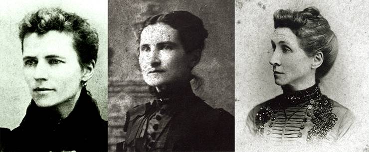 From left to right: Mary, Persis and Theresa Giles were the first women to earn degree from what would become Duke University. Photos courtesy of Duke University Archives.