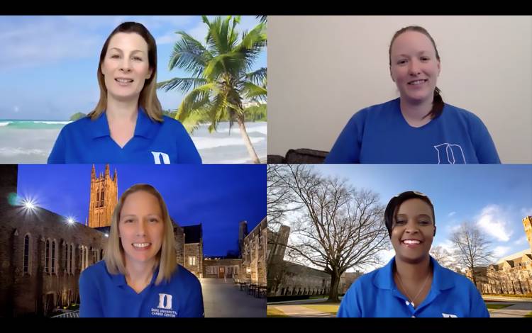 Four women on a Zoom meeting.