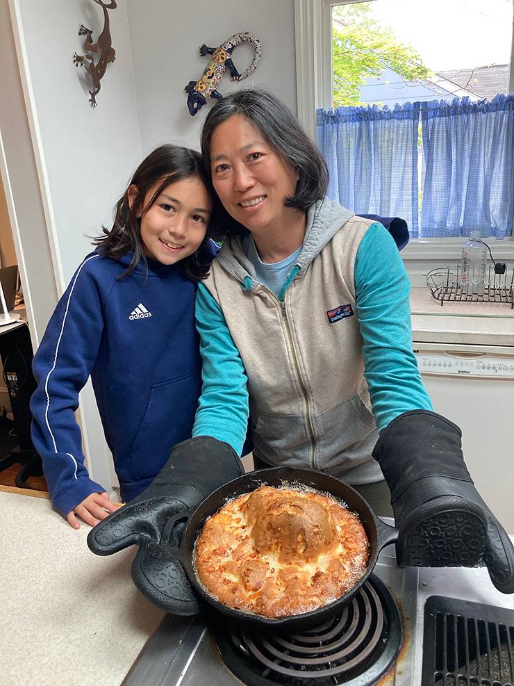 Allison Besch and her daughter Cassidy cook a gruyère puff. Photo courtesy of Allison Besch.