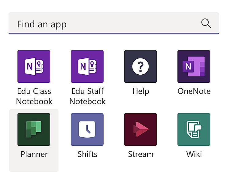 Available apps in MS Teams