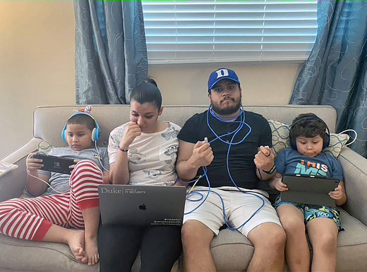 Duke's Niko Bailey, second from right, shares a home with his tech-savvy family. Photo courtesy of Niko Bailey. Duke's Niko Bailey and his family.