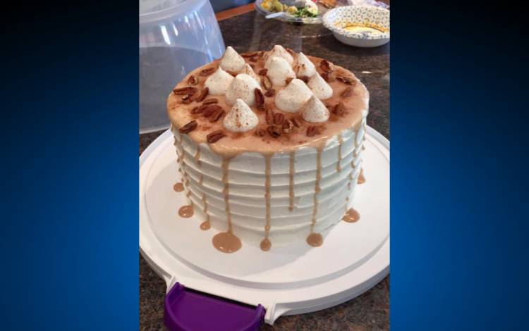 Becky Pendergraft made a sweet potato cake with marshmallow icing.