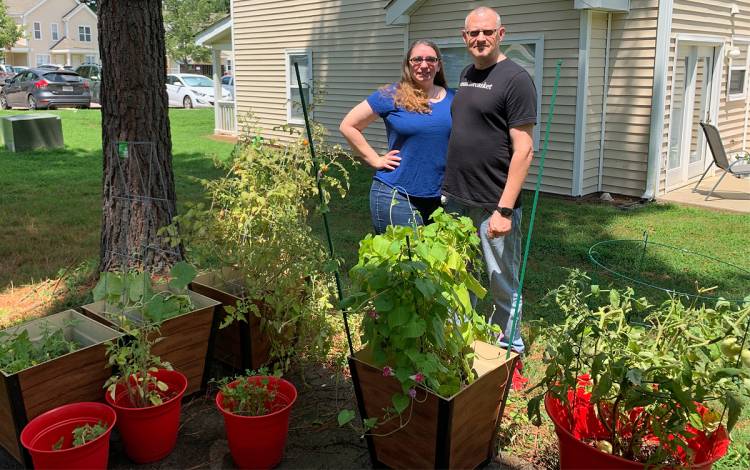 Beth McKinney and her husband have begun growing vegetables using containers. Photo courtesy of Beth McKinney. Beth McKinney and her husband have begun growing vegetables using containers. Photo courtesy of Beth McKinney.