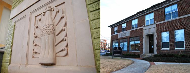 Reminders of the Bevan Building's days as a Coca-Cola bottling plant can be seen on the building both inside and out.