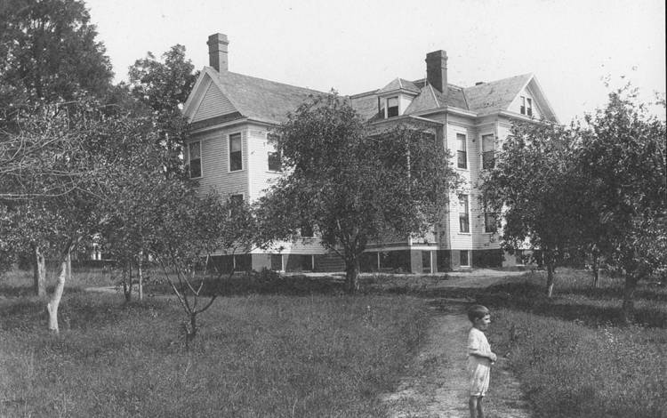In the 1920s, the building that became known as the Lyndhurst House, was located near the corner of Main Street and Swift Avenue. Photo courtesy of Preservation Durham.