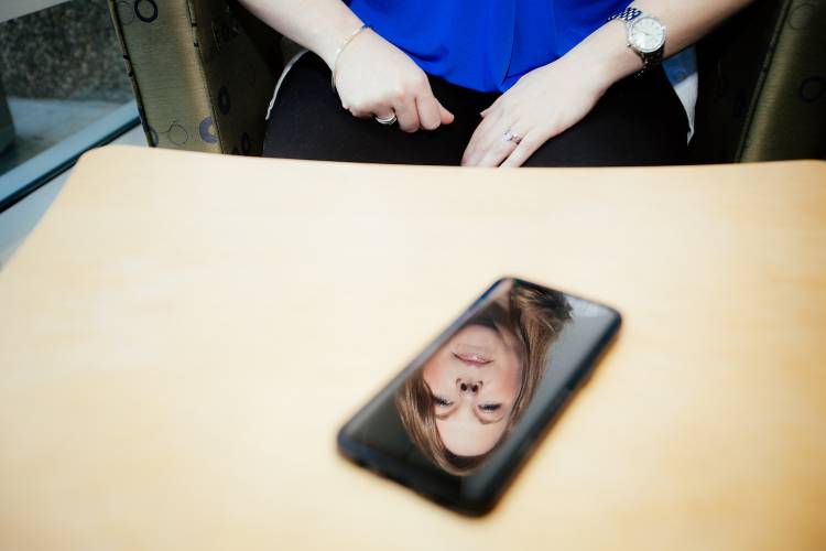 Jessica Burgess keeps her phone out of sight at work. Photo by Ben McKeown.