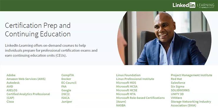LinkedIn Learning offers courses to help users prepare for certification exams. Photo courtesy of LinkedIn Learning.