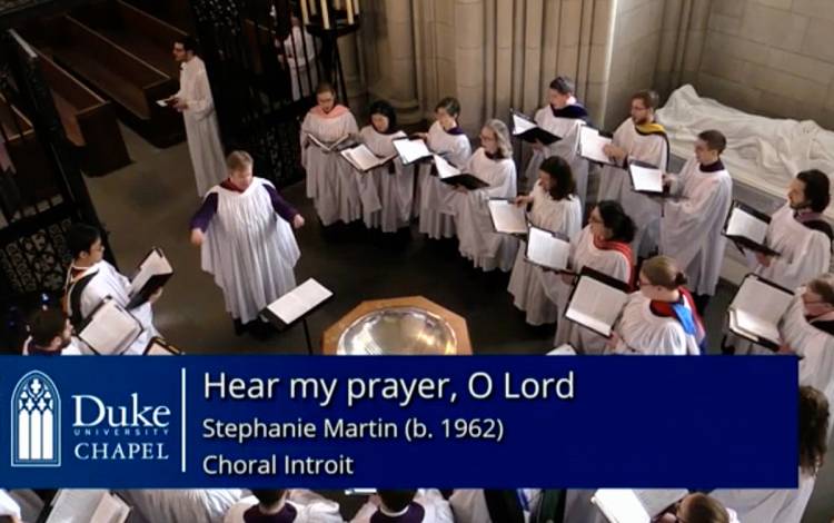 The Duke Chapel Choir singing.
