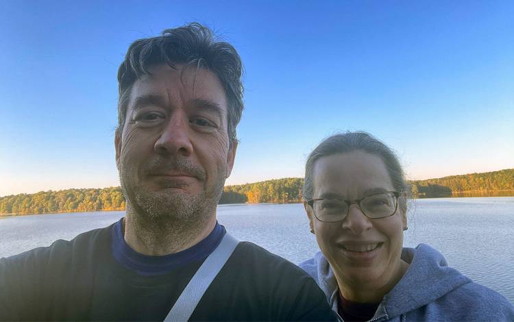 Charley Kneifel and his wife enjoy taking walks near their neighborhood in Cary. Photo courtesy of Kneifel.