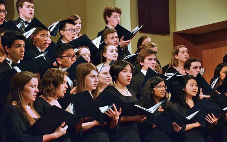 The Duke Chorale on stage.