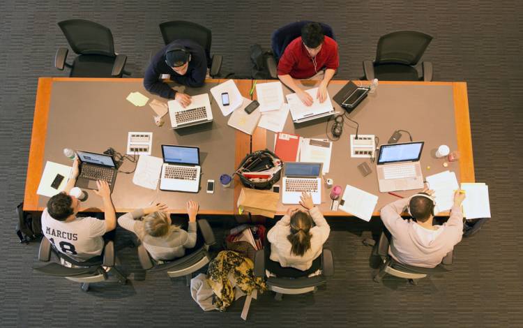 Table with computers.