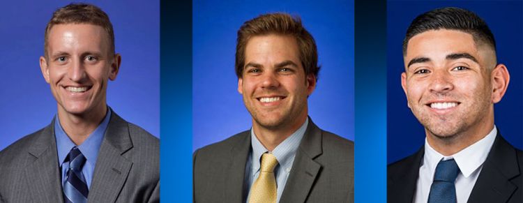 Duke Athletics' David Bradley, left, Nolan Elingburg, center, and Stephen Ochoa, right, are nominated for Emmy awards.