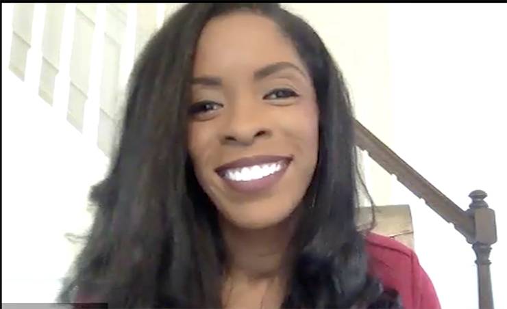 Deondra Rose found that her dining room provided the best lighting for Zoom meetings. Photo courtesy of Deondra Rose.