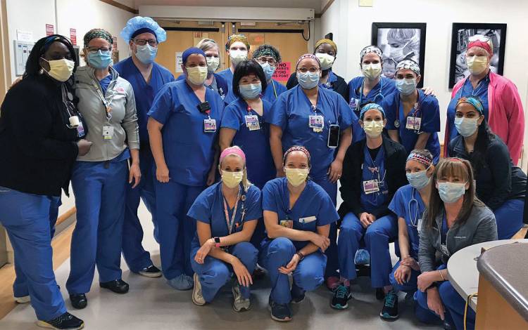 Duke University thanks Duke Health’s medical professionals, including this team in Duke University Hospital’s Birthing Center, on World Health Day on April 7.