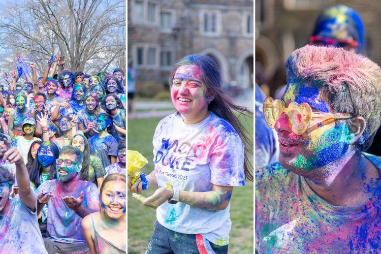 students celebrate Holi on campus