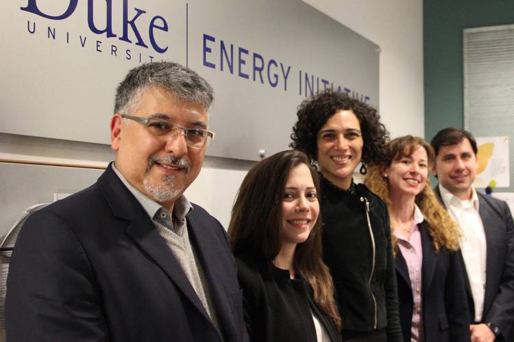 An international working group convened at Duke in April to synthesize information and draft preliminary recommendations. Left to right: Victorio Oxilia, Cecilia Llamosas, Christine Folch, Maria Antonia Gwynn, and Gerardo Blanco.