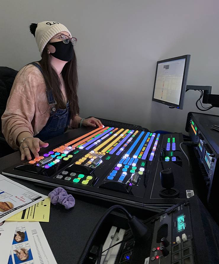 Emily Hunter and her colleagues have found a way to work safely in the Blue Devil Network control room. Photo courtesy of Emily Hunter.