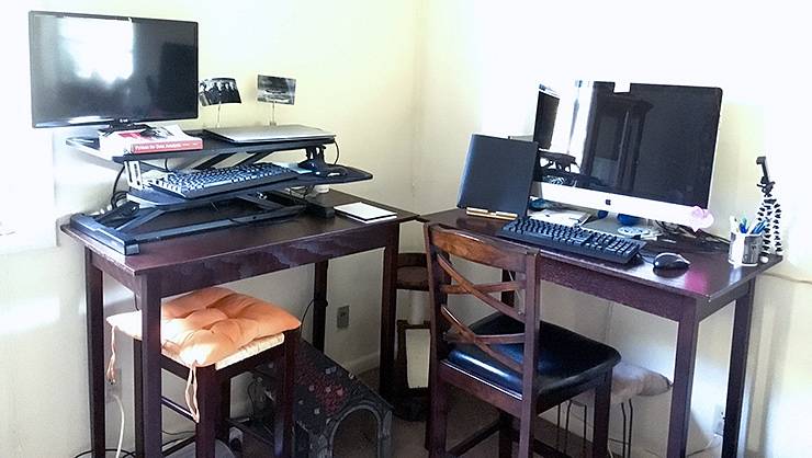 A pair of hand-me-down tables turned out to be a perfect work surface for Regina Schwartz. Photo courtesy of Regina Schwartz.
