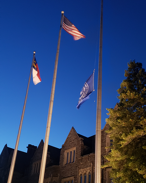 The university flag was lowered Thursday to honor George Floyd.