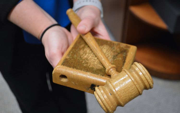 A wooden gavel.