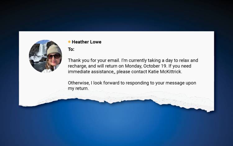 Heather Lowe's out of office message