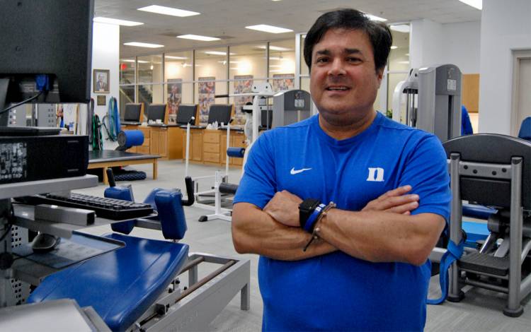 Hap Zarzour, executive director of Duke Sports Medicine, has looked after Duke athletes since 1992. Hap Zarzour in the training room.