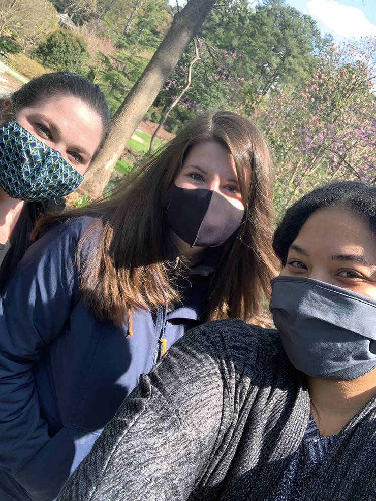 Left to right: The Duke Box Office team of Jessica Reveal, Kourtney Varnum and Shantel Barrick worked at Duke Gardens on April 1 to ensure the ticket process worked. Photo courtesy of Jessica Reveal.