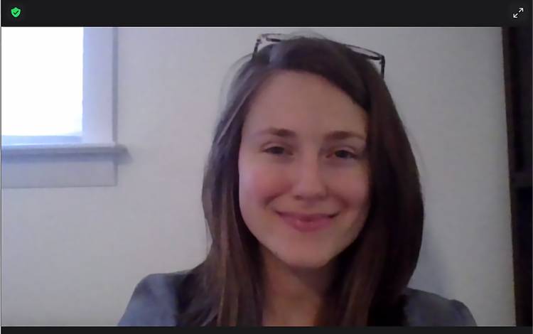 Jamie Gollon dresses for virtual meetings as if she was in the office. Photo courtesy of Jamie Gollon.