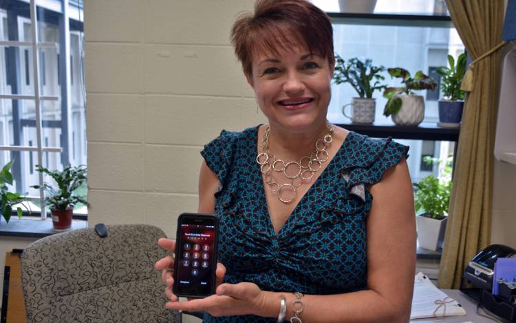 Jan Carico keeps her phone password protected. Photo by Jonathan Black.