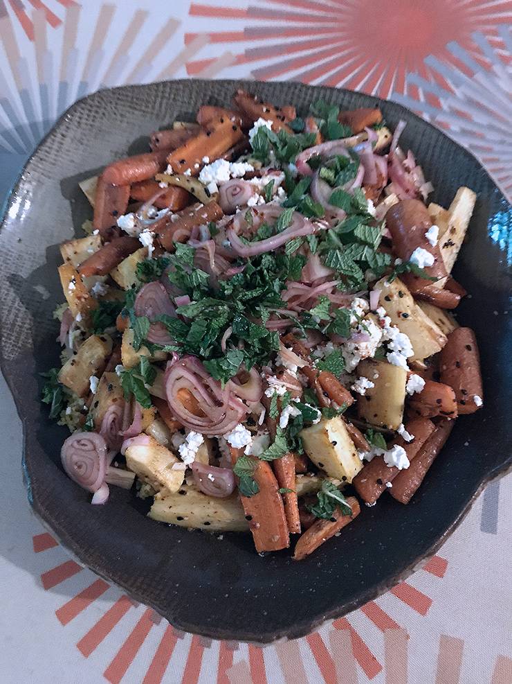 Jan Little made a dish of couscous with sesame-roasted carrots and feta. Photo courtesy of Jan Little.