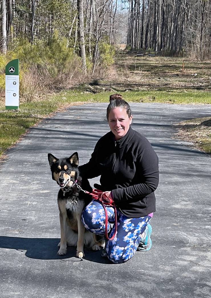 Jenny Light takes morning walks with her German shepherd-husky mix, Avery. Photo courtesy of Jenny Light.