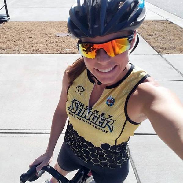 Kara Bonneau enjoys a bike ride on a rare sunny day in February. Photo courtesy of Kara Bonneau.