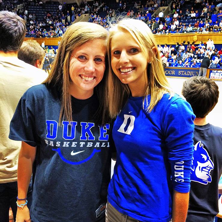 Long-time Duke fan Kenzie Hunnings, left, started at Duke on March 16. Photo courtesy of Kenzie Hunnings.