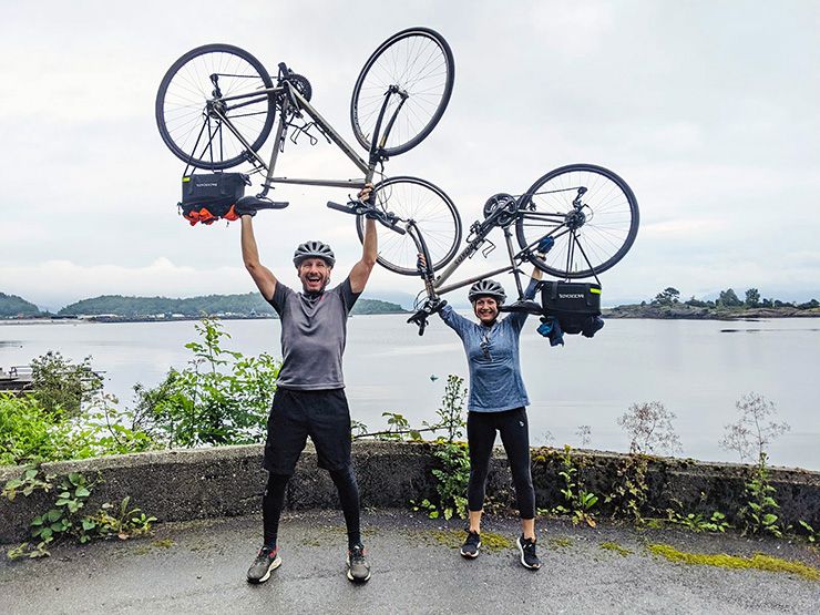 A couple and their bikes