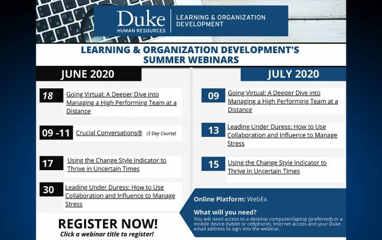 Schedule of webinars