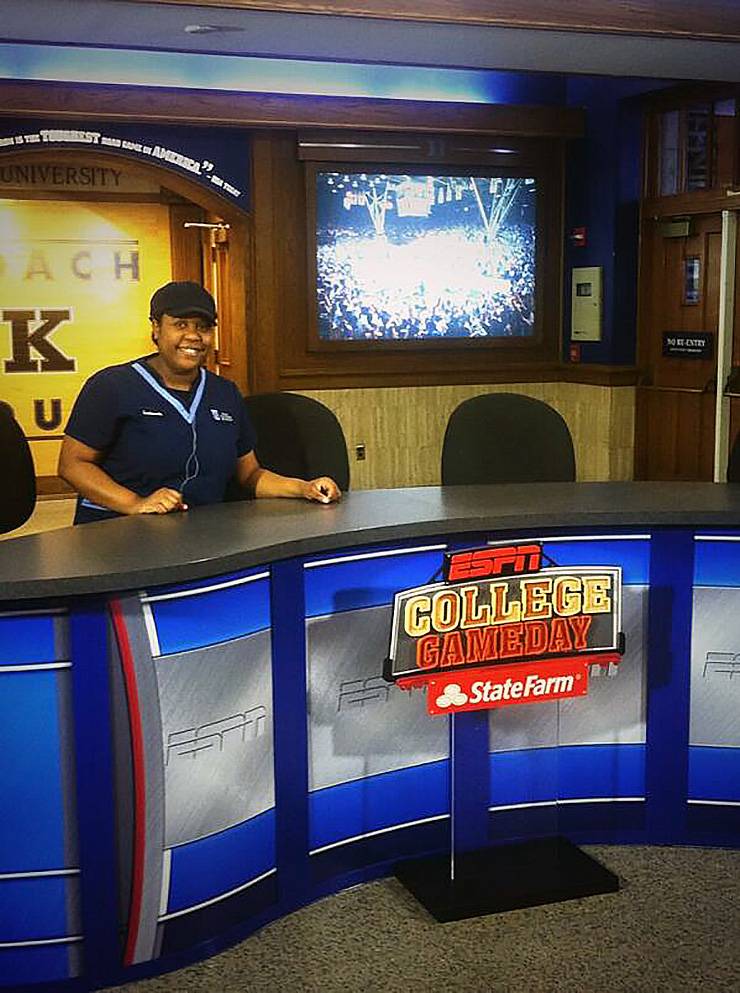 During her time working at Cameron Indoor Stadium, LaShawnda Harris got to experience plenty of cool moments, such as this visit from ESPN's College Gameday crew. Photo courtesy of LaShawnda Harris.