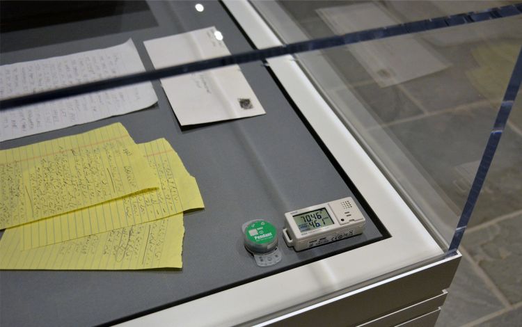 Small sensors placed throughout Duke University Libraries monitor temperature, light, humidity and other factors important to protecting materials. Photo by Stephen Schramm.